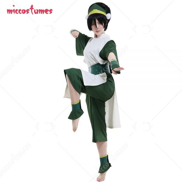 Avatar The Last Airbender Toph Beifong Adult Green Kungfu Suit Cosplay Costume with Hairband 2 - Avatar The Last Airbender Merch