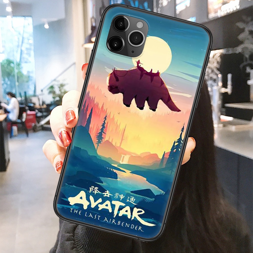 Avatar The Last Airbender Appa Phone Case Cover Hull For iphone 5 5s se 2 6 6s 7 8 12 mini plus X XS XR 11 PRO MAX Frosted black