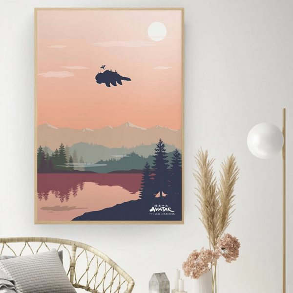 Avatar Fan Retro Poster Art Home Decor Minimalist Aang Canvas Painting Vintage Landscape Wall Pictures for 2 - Avatar The Last Airbender Merch