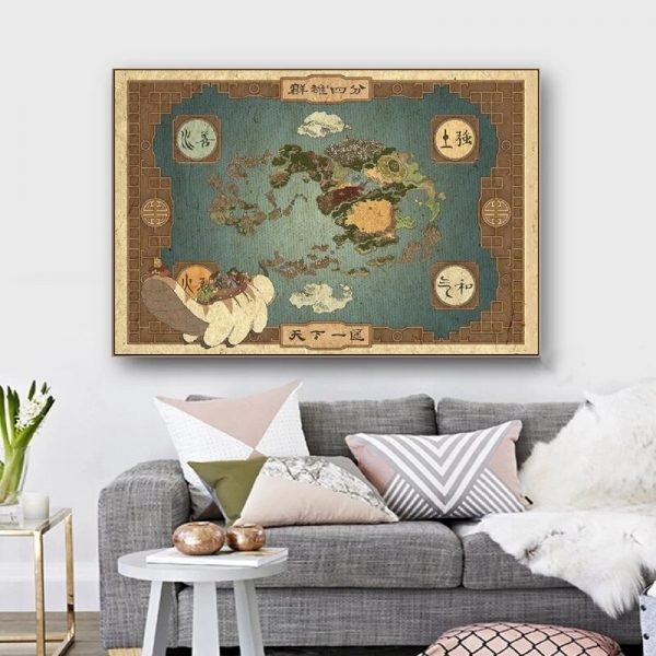 From Avatar Airbender Map The Legend Canvas Painting Poster and Print Wall Art Picture for Living 2 - Avatar The Last Airbender Merch