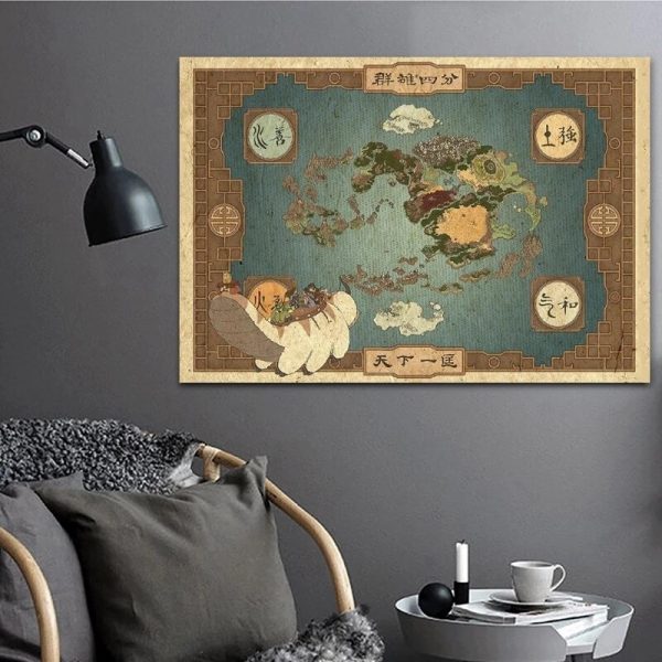 From Avatar Airbender Map The Legend Canvas Painting Poster and Print Wall Art Picture for Living 3 - Avatar The Last Airbender Merch