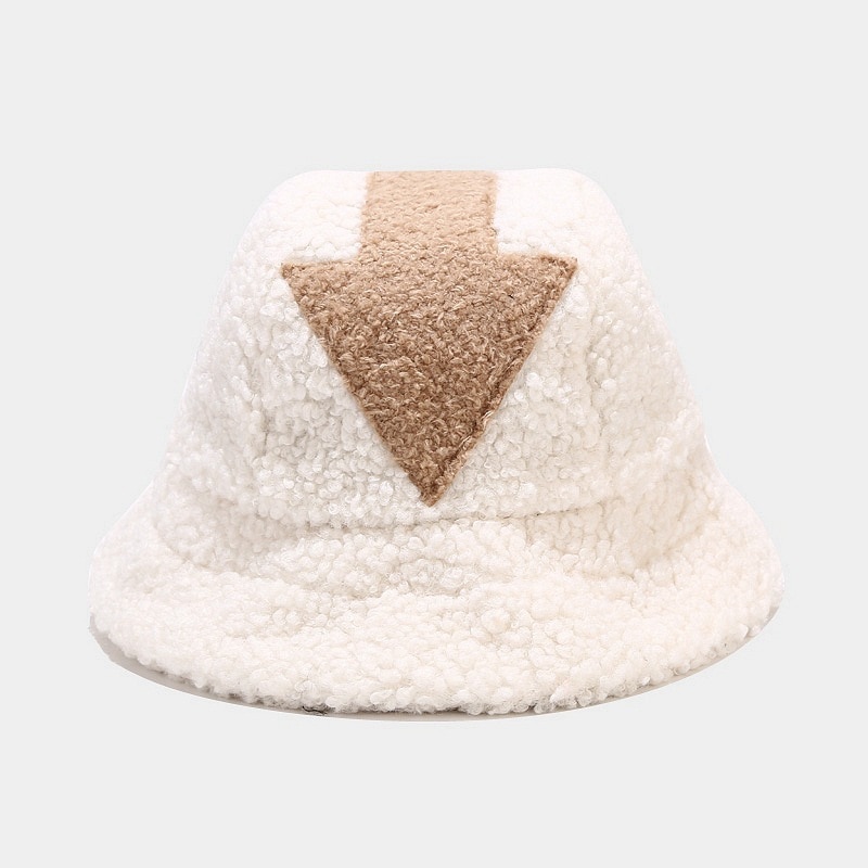 Cute Avatar The Last Airbender Appa Plush Bucket Hat Lamb Wool Hat Winter Warm Fishing Caps Arrow Symbol Men Women Top Hats