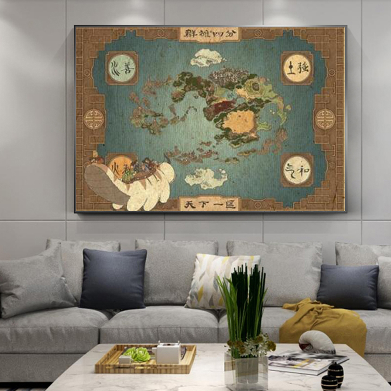From Avatar Airbender Map The Legend Canvas Painting Poster and Print Wall Art Picture for Living Room Home Decoration No Frame