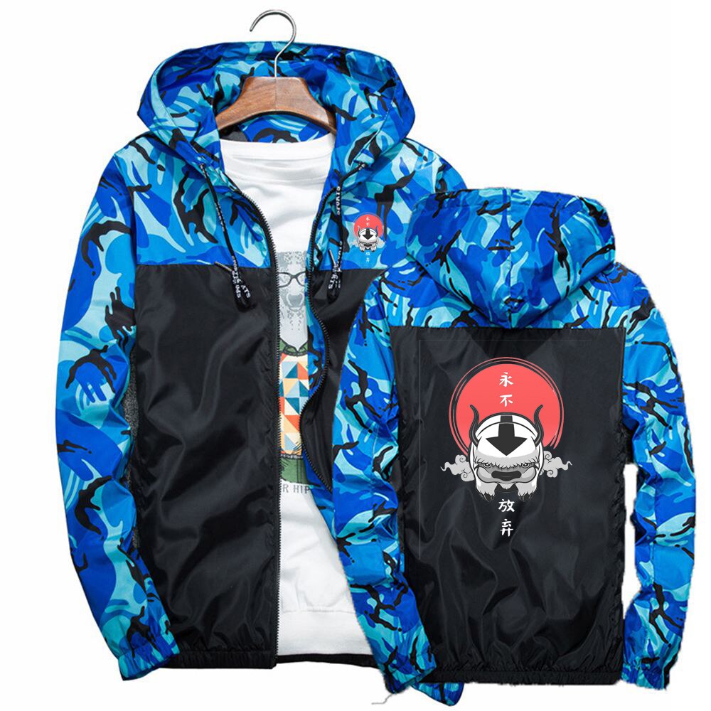 Avatar The Last Airbender Printed Mens Windbreaker Camouflage Patchwork Coat Fashion Streetwear Jacket Camo High Quality Clothes